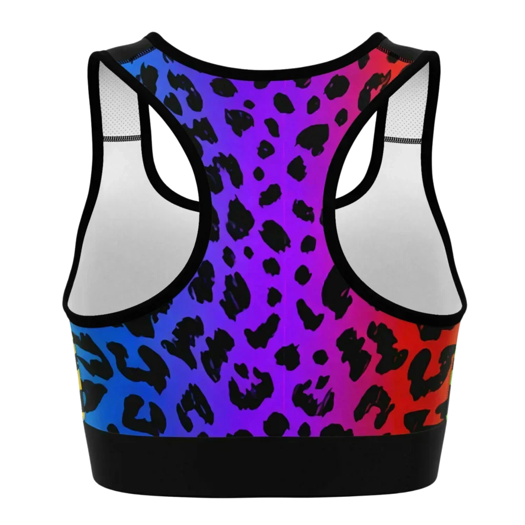 MULTI-COLORED NEON LEOPARD YOGA BRA FOR ACTIVE WOMEN