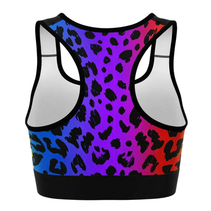 MULTI-COLORED NEON LEOPARD YOGA BRA FOR ACTIVE WOMEN