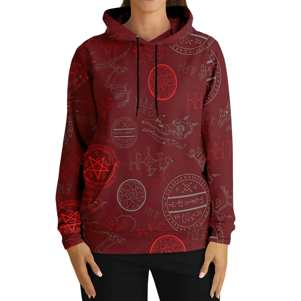 MYSTIC DRAGON SKELETON YOGA HOODIE WITH SACRED SYMBOLS