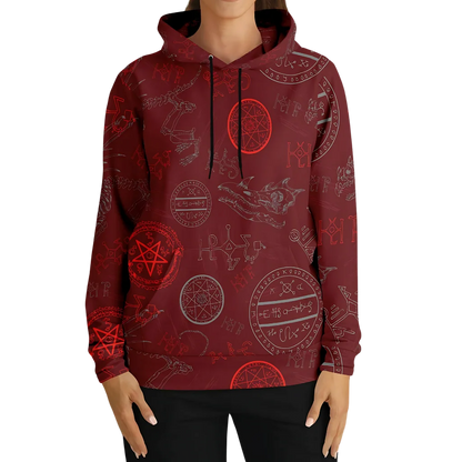 MYSTIC DRAGON SKELETON YOGA HOODIE WITH SACRED SYMBOLS