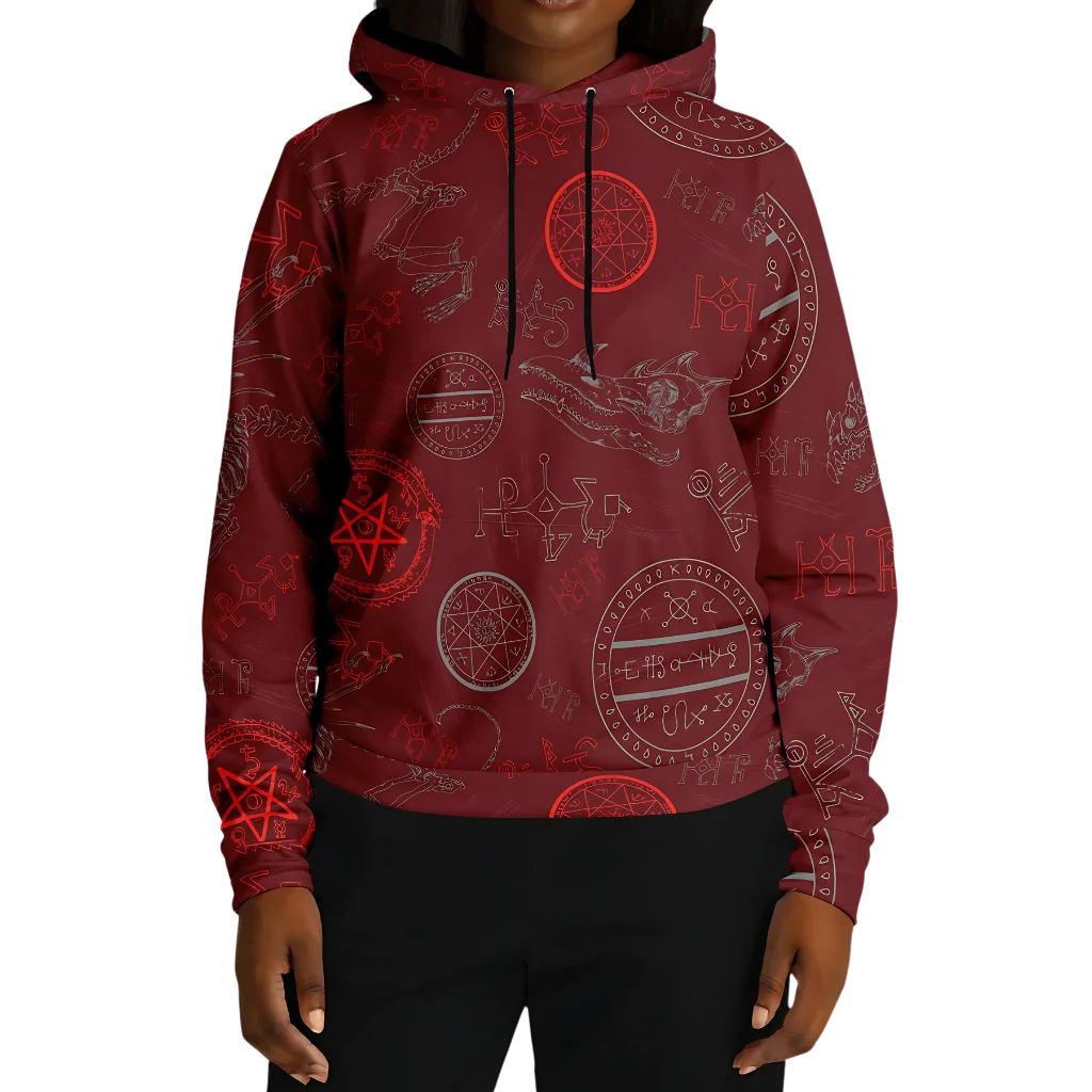 MYSTIC DRAGON SKELETON YOGA HOODIE WITH SACRED SYMBOLS