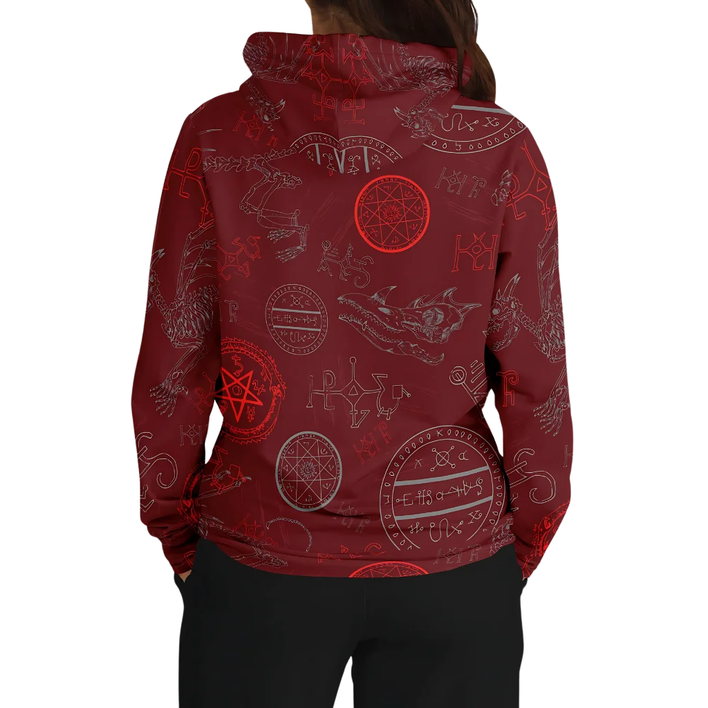 MYSTIC DRAGON SKELETON YOGA HOODIE WITH SACRED SYMBOLS