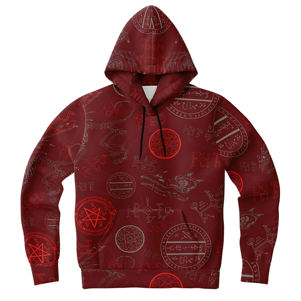 MYSTIC DRAGON SKELETON YOGA HOODIE WITH SACRED SYMBOLS