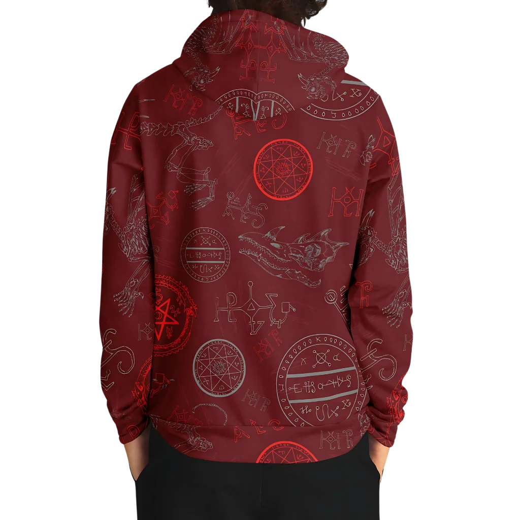 MYSTIC DRAGON SKELETON YOGA HOODIE WITH SACRED SYMBOLS