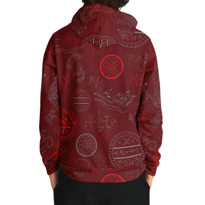 MYSTIC DRAGON SKELETON YOGA HOODIE WITH SACRED SYMBOLS