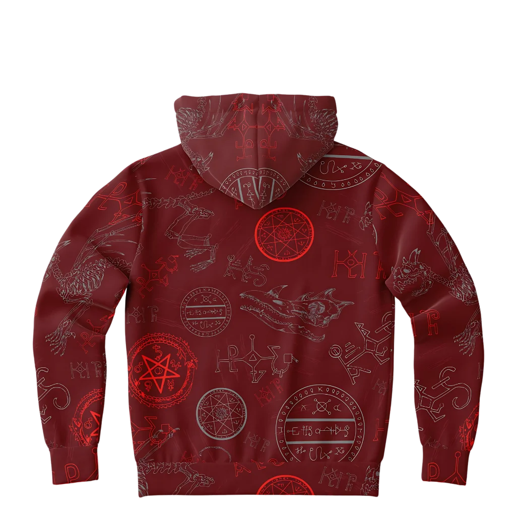 MYSTIC DRAGON SKELETON YOGA HOODIE WITH SACRED SYMBOLS