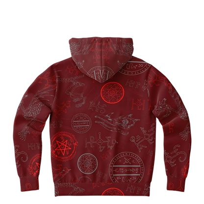 MYSTIC DRAGON SKELETON YOGA HOODIE WITH SACRED SYMBOLS