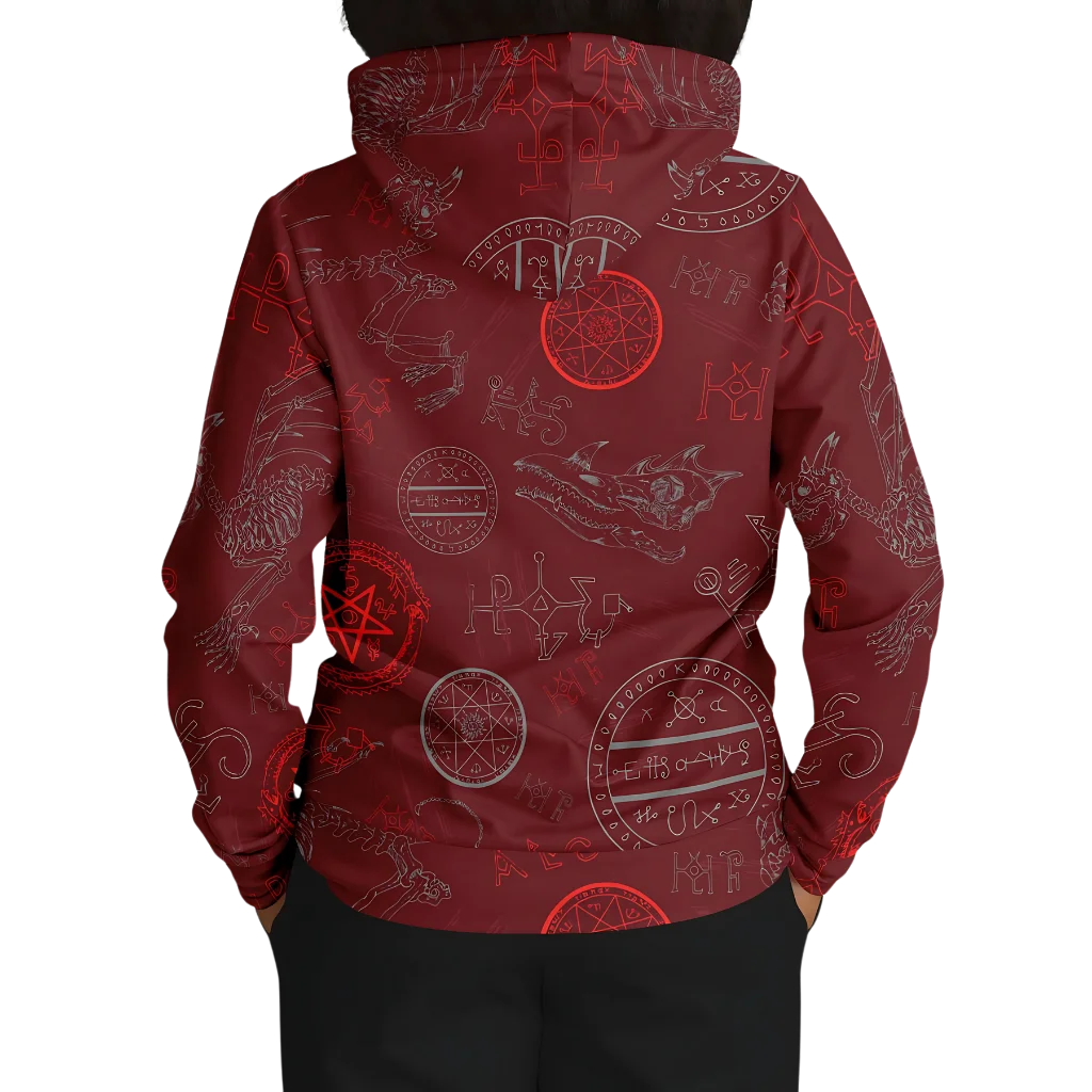 MYSTIC DRAGON SKELETON YOGA HOODIE WITH SACRED SYMBOLS