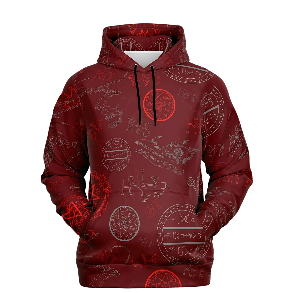 MYSTIC DRAGON SKELETON YOGA HOODIE WITH SACRED SYMBOLS - XS