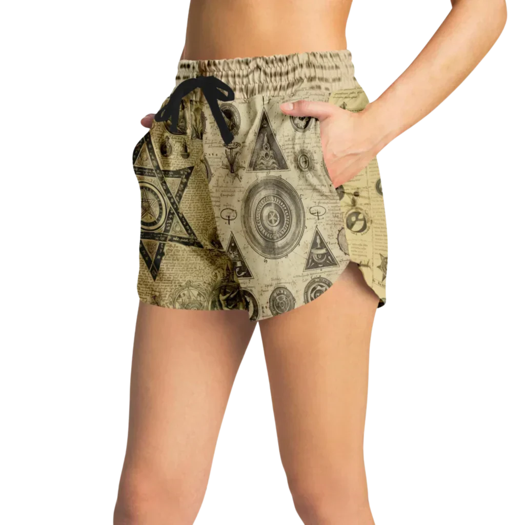 Mystic Gothic Loose Yoga Shorts With Pockets For Women - Yoga Loose Shorts - AOP