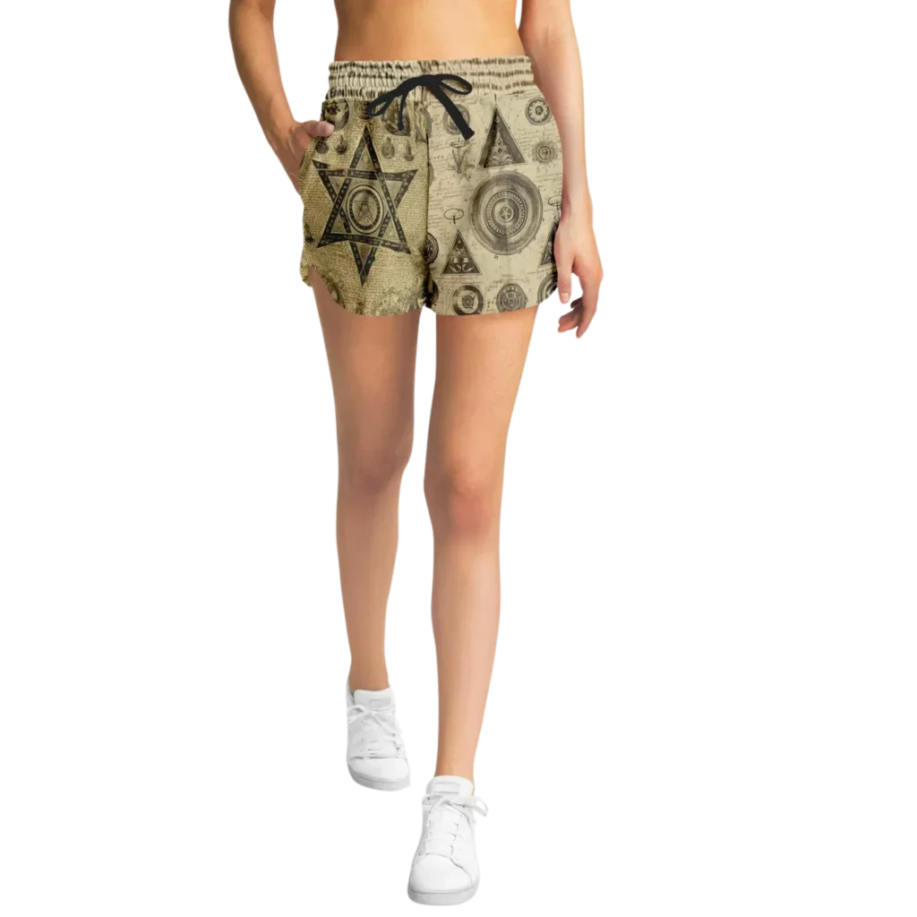 MYSTIC GOTHIC LOOSE YOGA SHORTS WITH POCKETS FOR WOMEN