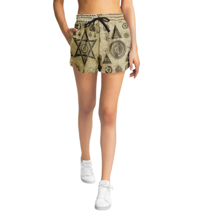 MYSTIC GOTHIC LOOSE YOGA SHORTS WITH POCKETS FOR WOMEN