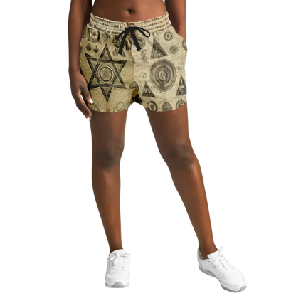 MYSTIC GOTHIC LOOSE YOGA SHORTS WITH POCKETS FOR WOMEN