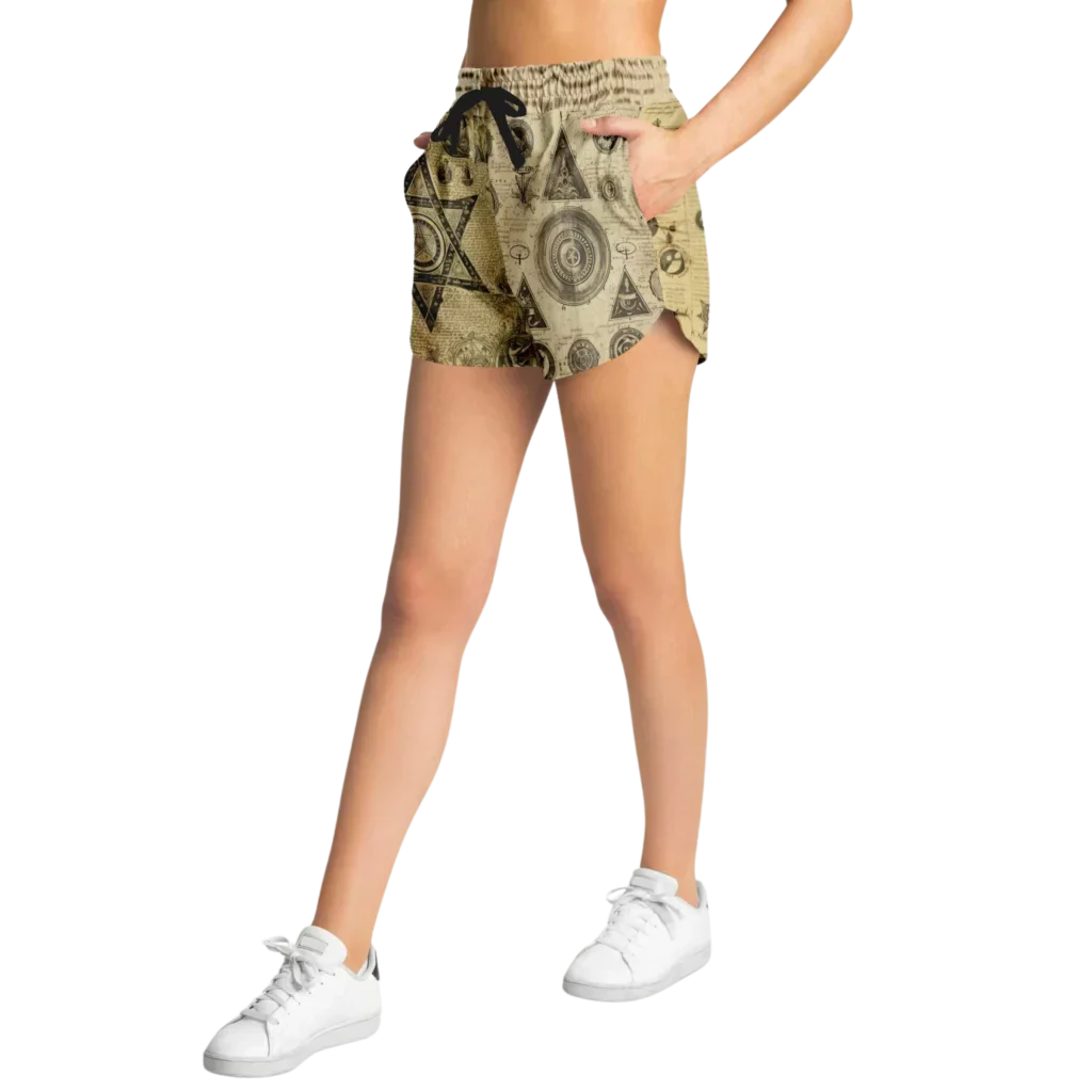 MYSTIC GOTHIC LOOSE YOGA SHORTS WITH POCKETS FOR WOMEN