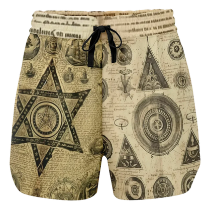 MYSTIC GOTHIC LOOSE YOGA SHORTS WITH POCKETS FOR WOMEN