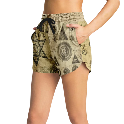 MYSTIC GOTHIC LOOSE YOGA SHORTS WITH POCKETS FOR WOMEN