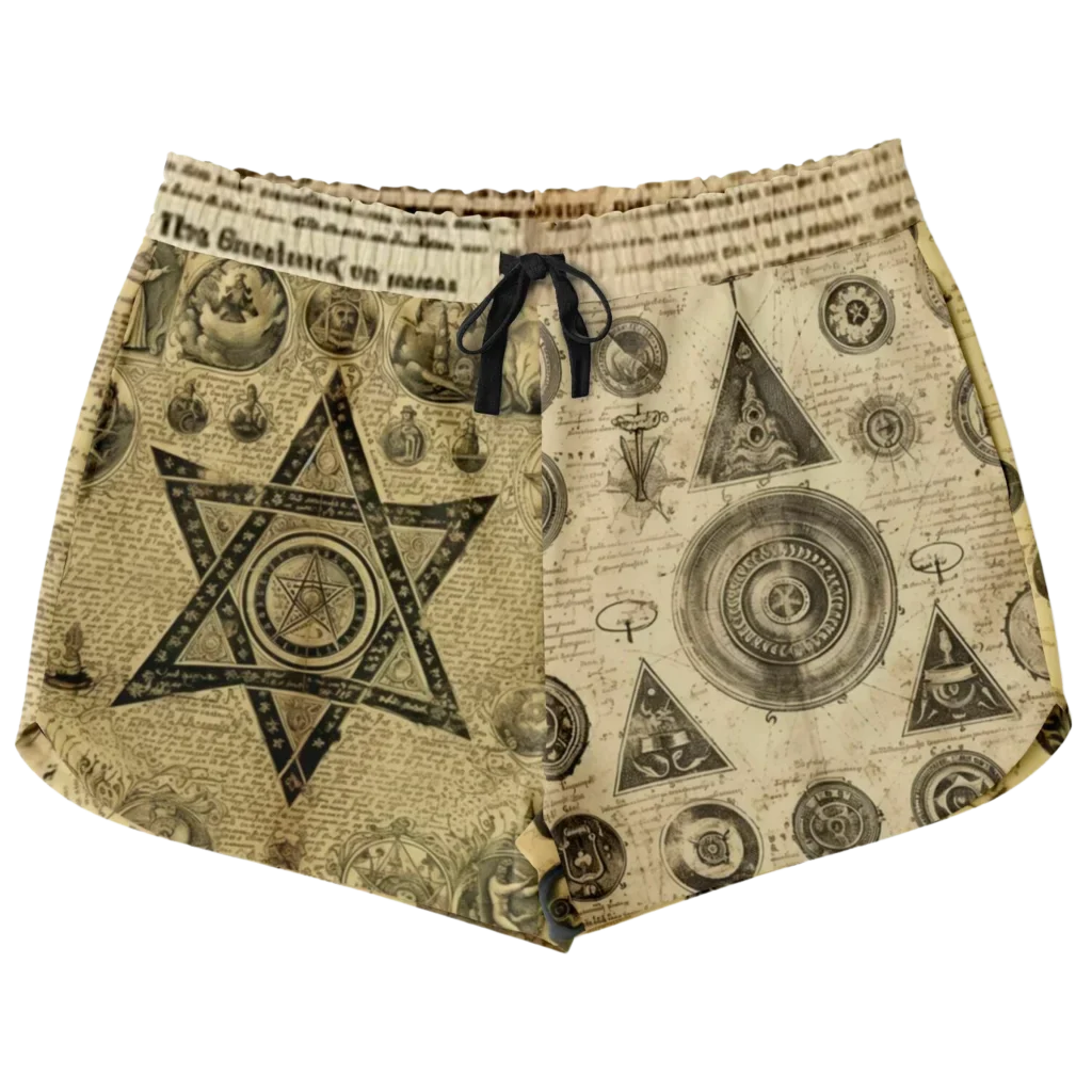 MYSTIC GOTHIC LOOSE YOGA SHORTS WITH POCKETS FOR WOMEN - XS