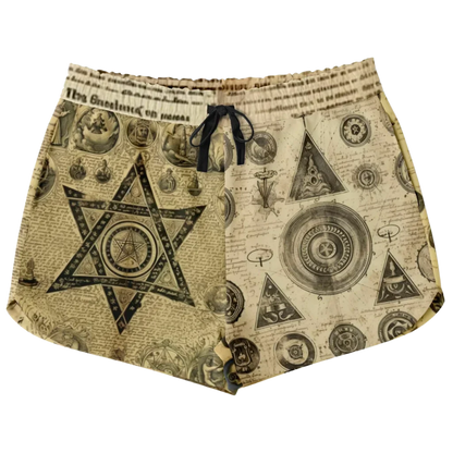 MYSTIC GOTHIC LOOSE YOGA SHORTS WITH POCKETS FOR WOMEN - XS