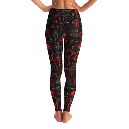 Mystic Print Black Yoga Pants For Women With Sacred Symbols