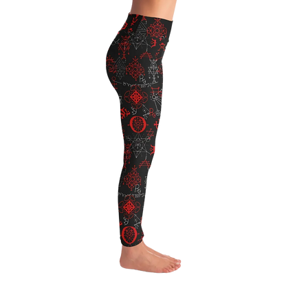 Mystic Print Black Yoga Pants For Women With Sacred Symbols