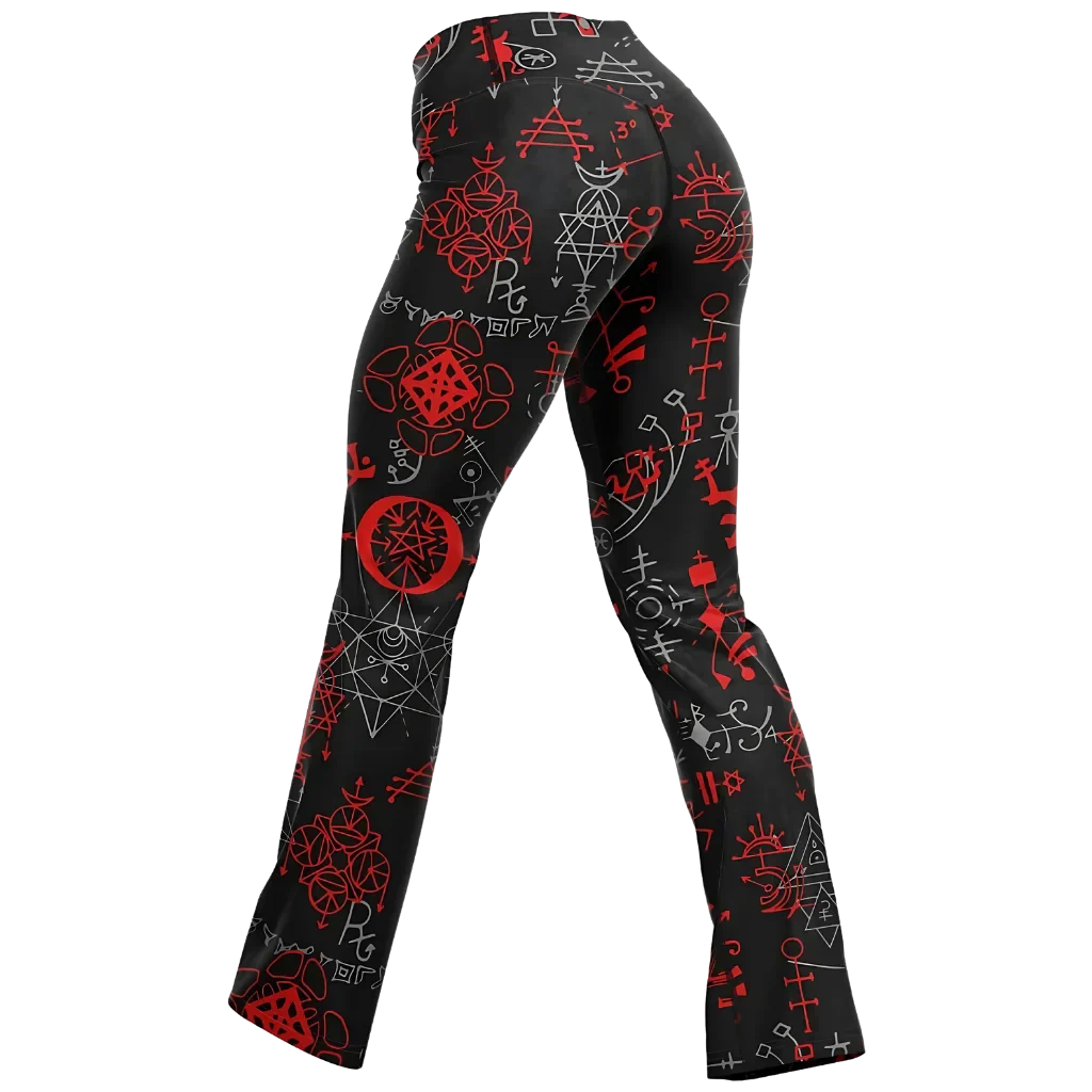 MYSTIC RED FLARE YOGA LEGGINGS WITH HIDDEN POCKET - Flare