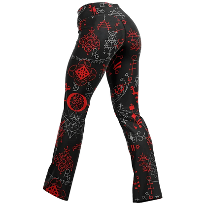 MYSTIC RED FLARE YOGA LEGGINGS WITH HIDDEN POCKET - Flare