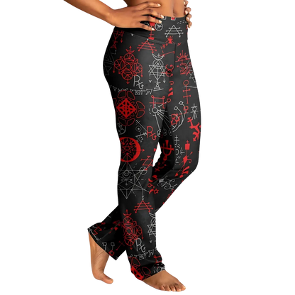 MYSTIC RED FLARE YOGA LEGGINGS WITH HIDDEN POCKET - Flare