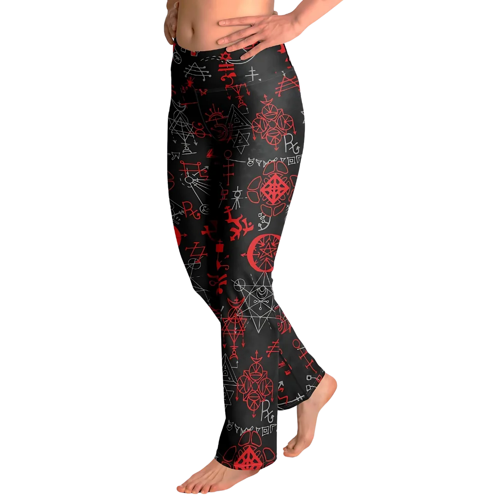 MYSTIC RED FLARE YOGA LEGGINGS WITH HIDDEN POCKET - Flare