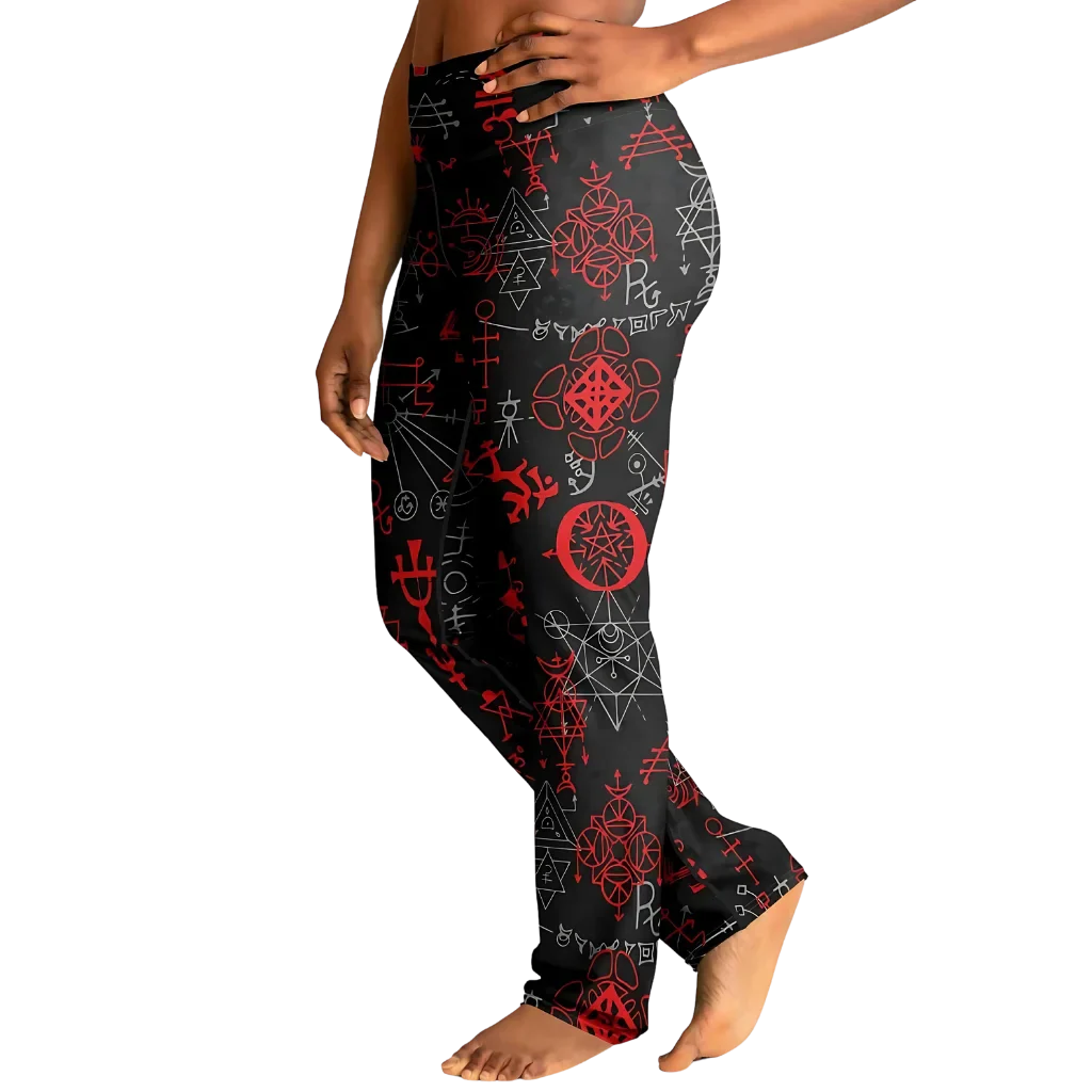 MYSTIC RED FLARE YOGA LEGGINGS WITH HIDDEN POCKET - Flare