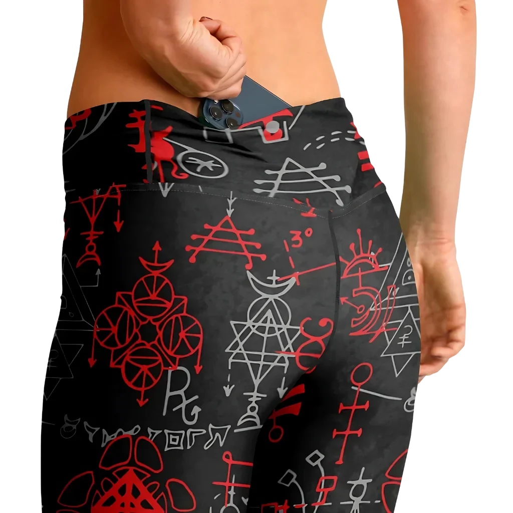 MYSTIC RED FLARE YOGA LEGGINGS WITH HIDDEN POCKET - Flare