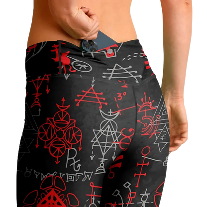 MYSTIC RED FLARE YOGA LEGGINGS WITH HIDDEN POCKET - Flare