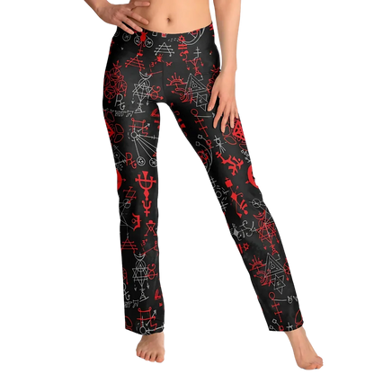 MYSTIC RED FLARE YOGA LEGGINGS WITH HIDDEN POCKET - Flare