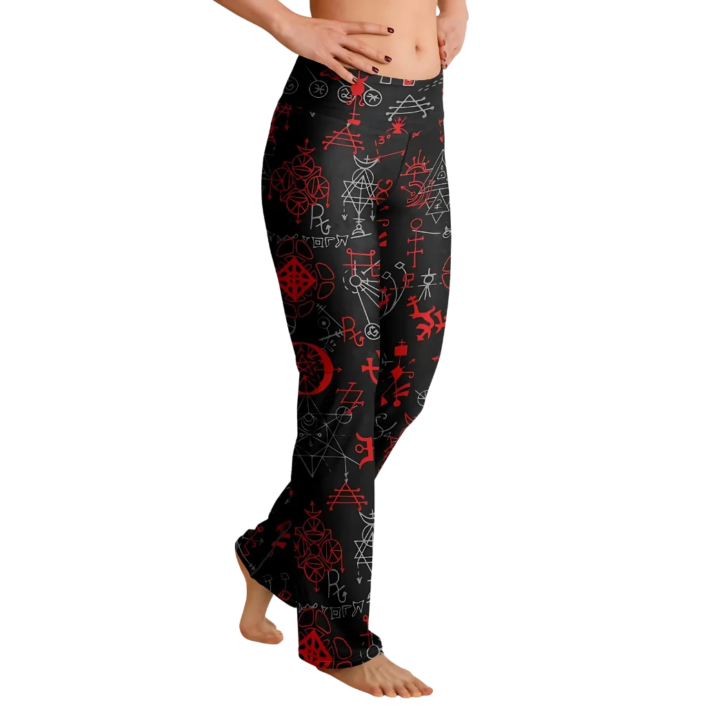 MYSTIC RED FLARE YOGA LEGGINGS WITH HIDDEN POCKET - Flare