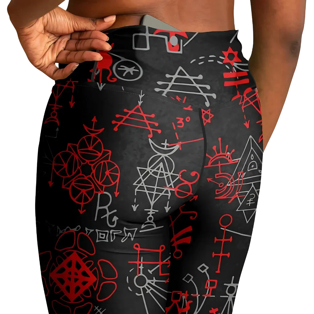 MYSTIC RED FLARE YOGA LEGGINGS WITH HIDDEN POCKET - Flare