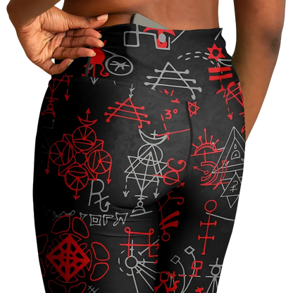 MYSTIC RED FLARE YOGA LEGGINGS WITH HIDDEN POCKET - Flare