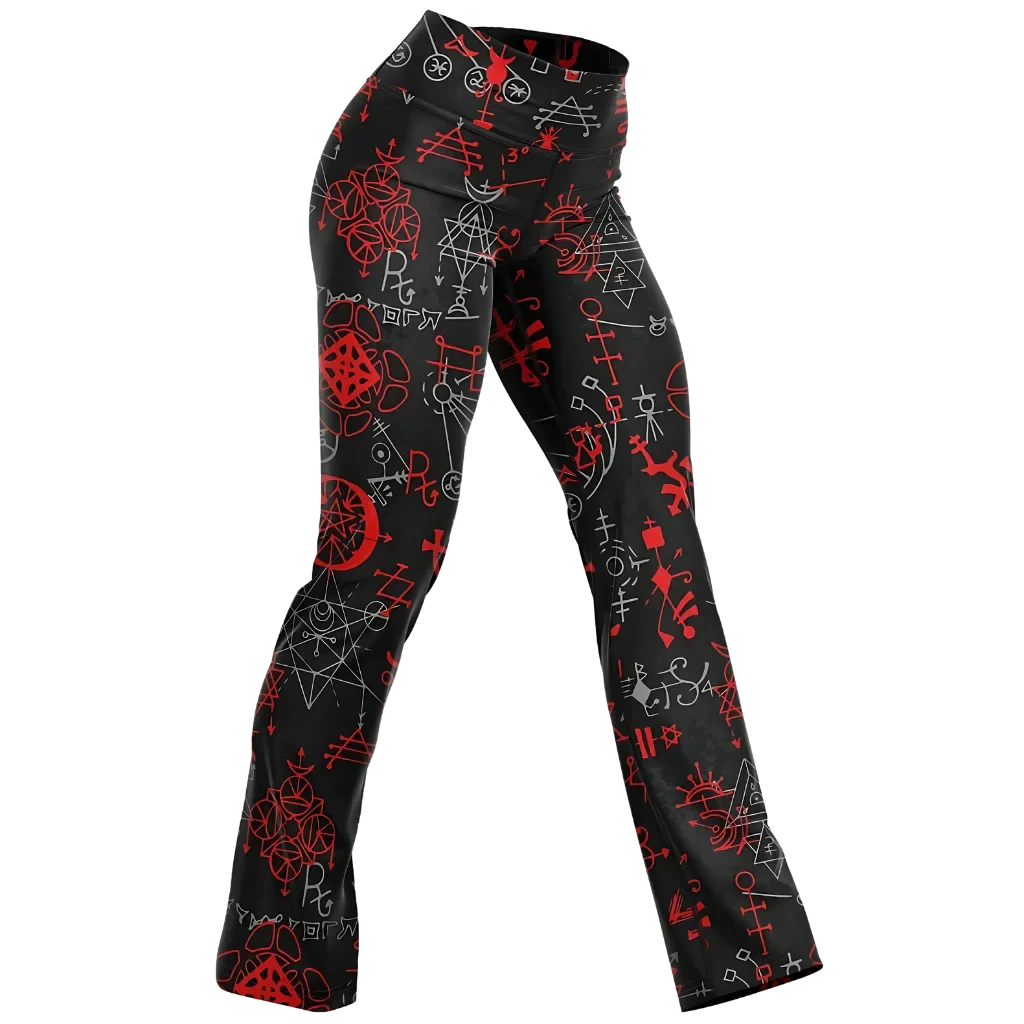 MYSTIC RED FLARE YOGA LEGGINGS WITH HIDDEN POCKET - XS