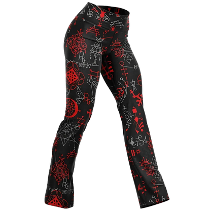 MYSTIC RED FLARE YOGA LEGGINGS WITH HIDDEN POCKET - XS