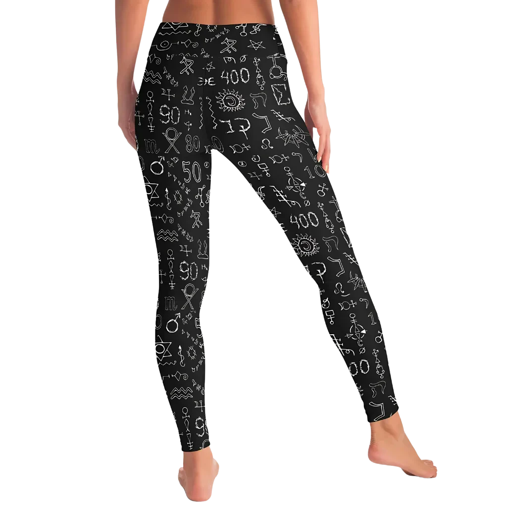 MYSTIC SYMBOLS FEMALE YOGA PANTS – SACRED GEOMETRY DESIGN - Yoga Leggings - AOP