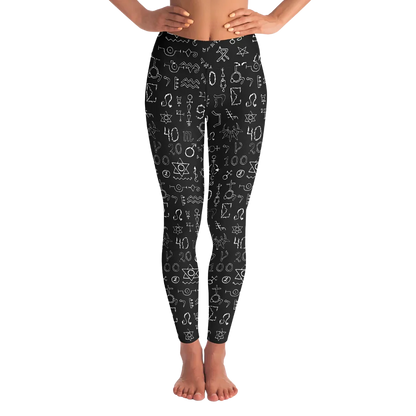 MYSTIC SYMBOLS FEMALE YOGA PANTS – SACRED GEOMETRY DESIGN - XS - Yoga Leggings - AOP