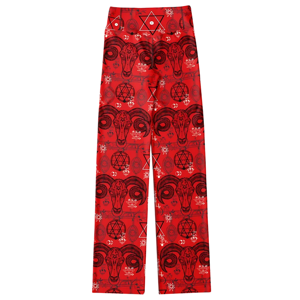 MYSTIC SYMBOLS RED FLARE LEGGINGS - Flare Leggings - AOP