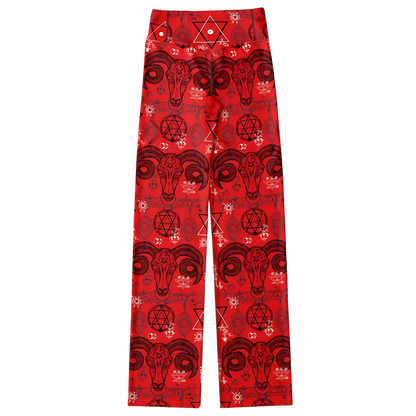 MYSTIC SYMBOLS RED FLARE LEGGINGS - Flare Leggings - AOP