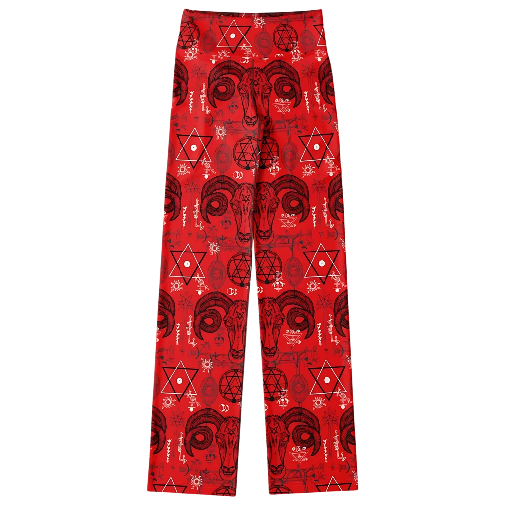 MYSTIC SYMBOLS RED FLARE LEGGINGS - Flare Leggings - AOP