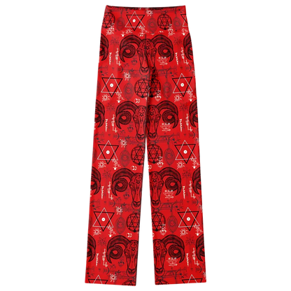 MYSTIC SYMBOLS RED FLARE YOGA PANTS FOR WOMEN - Flare