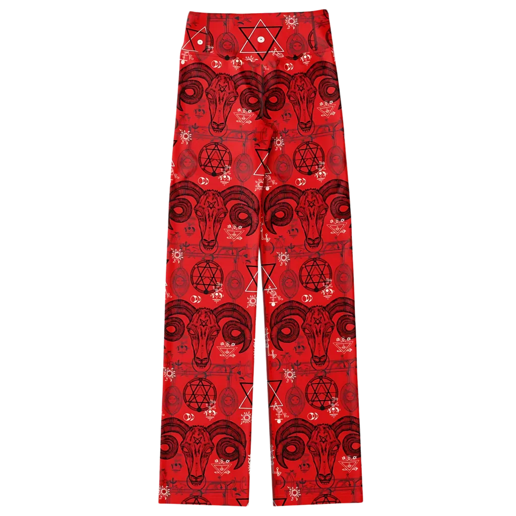 MYSTIC SYMBOLS RED FLARE YOGA PANTS FOR WOMEN - Flare