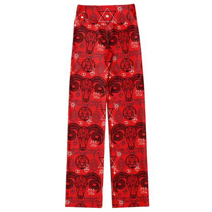 MYSTIC SYMBOLS RED FLARE YOGA PANTS FOR WOMEN - Flare