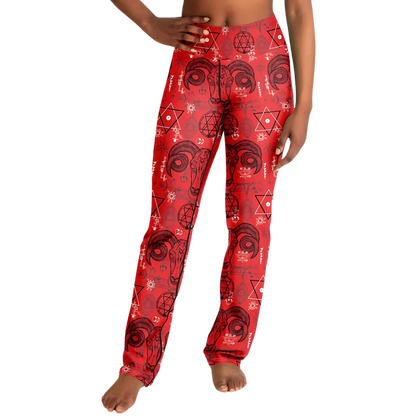 MYSTIC SYMBOLS RED FLARE YOGA PANTS FOR WOMEN - Flare