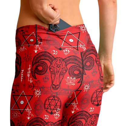 MYSTIC SYMBOLS RED FLARE YOGA PANTS FOR WOMEN - Flare