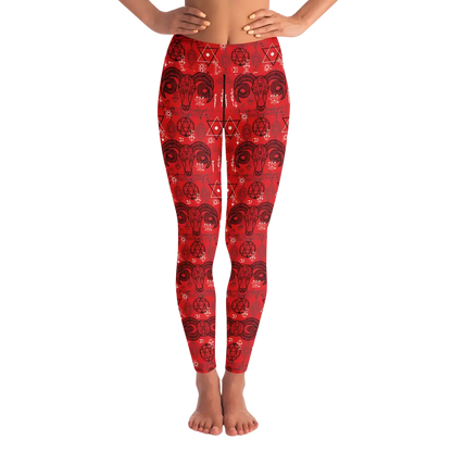 MYSTIC-SYMBOLS RED YOGA LEGGINGS WITH POCKET - XS - Yoga