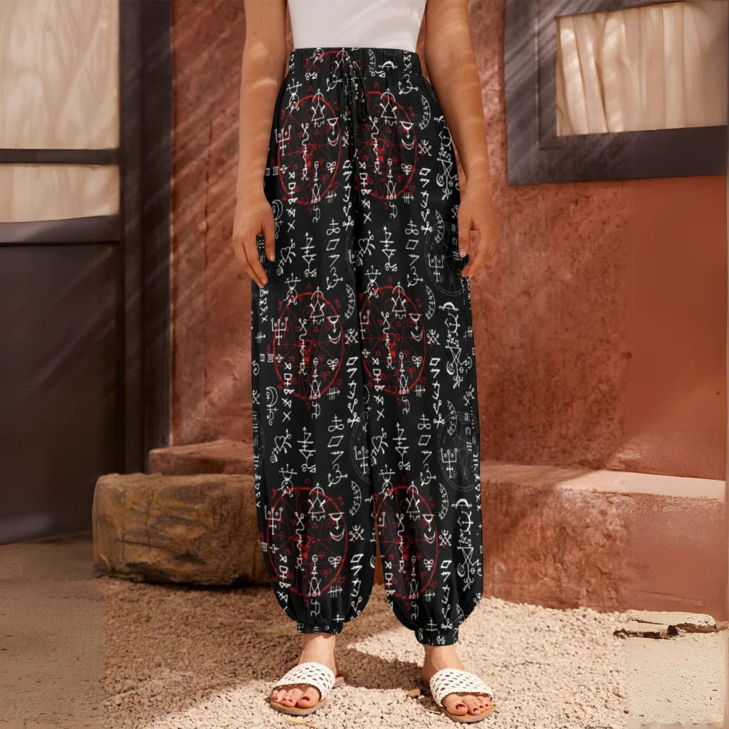 MYSTICAL BUDDHA PANTS WITH MAGIC SEALS AND ALCHEMY SYMBOLS