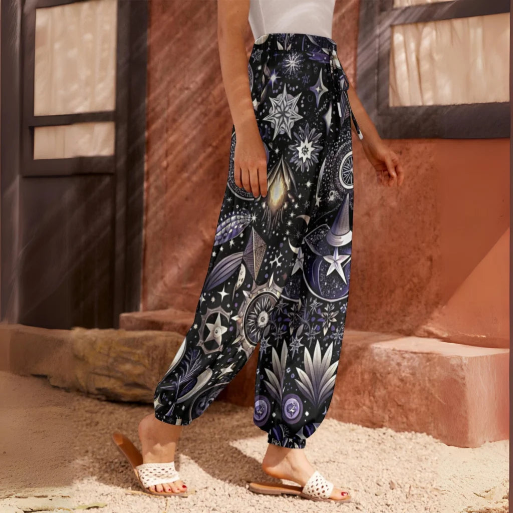 MYSTICAL BUDDHA YOGA PANTS WITH CELESTIAL TAROT DESIGN